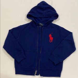 Blue Ralph Lauren Polo with red logo